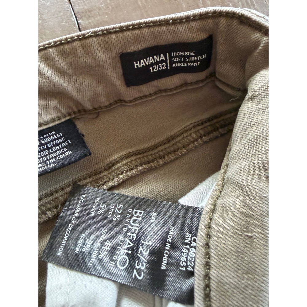 Buffalo David Bitton Havana High Rise Ankle Pants Khaki Tan Skinny Leg 12/32 - Picture 4 of 8